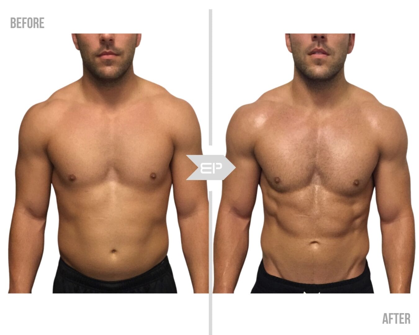 Before and after man body picture
