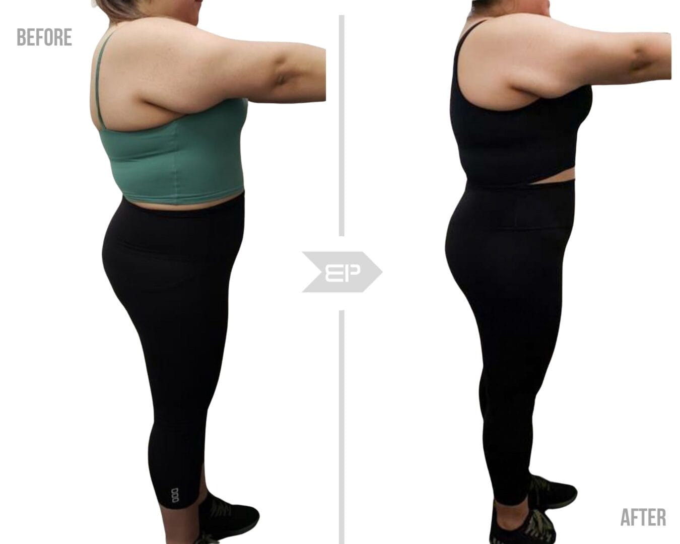 Woman training results before and after photos