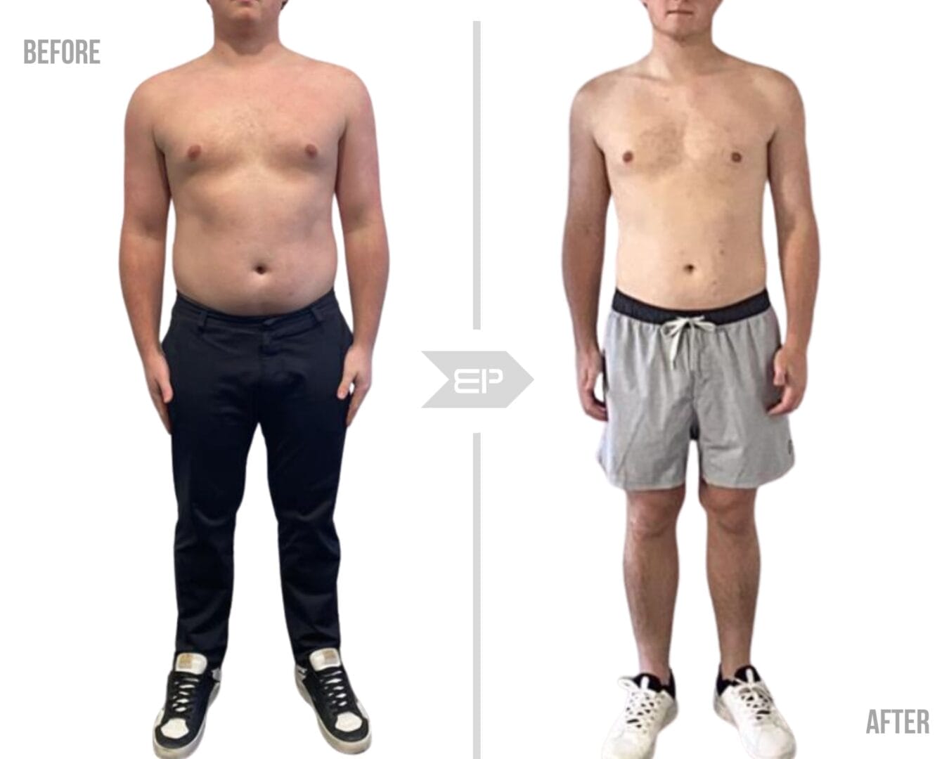 Man before and after training results