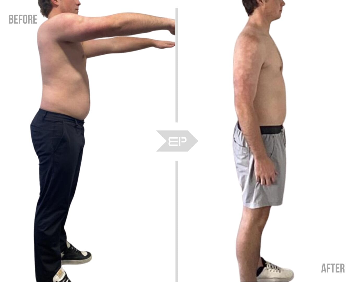 Man before and after training results